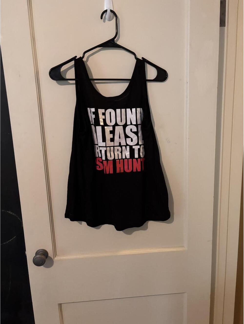Old Navy Black Tank Top Medium If Found Please Return to Sam Hunt